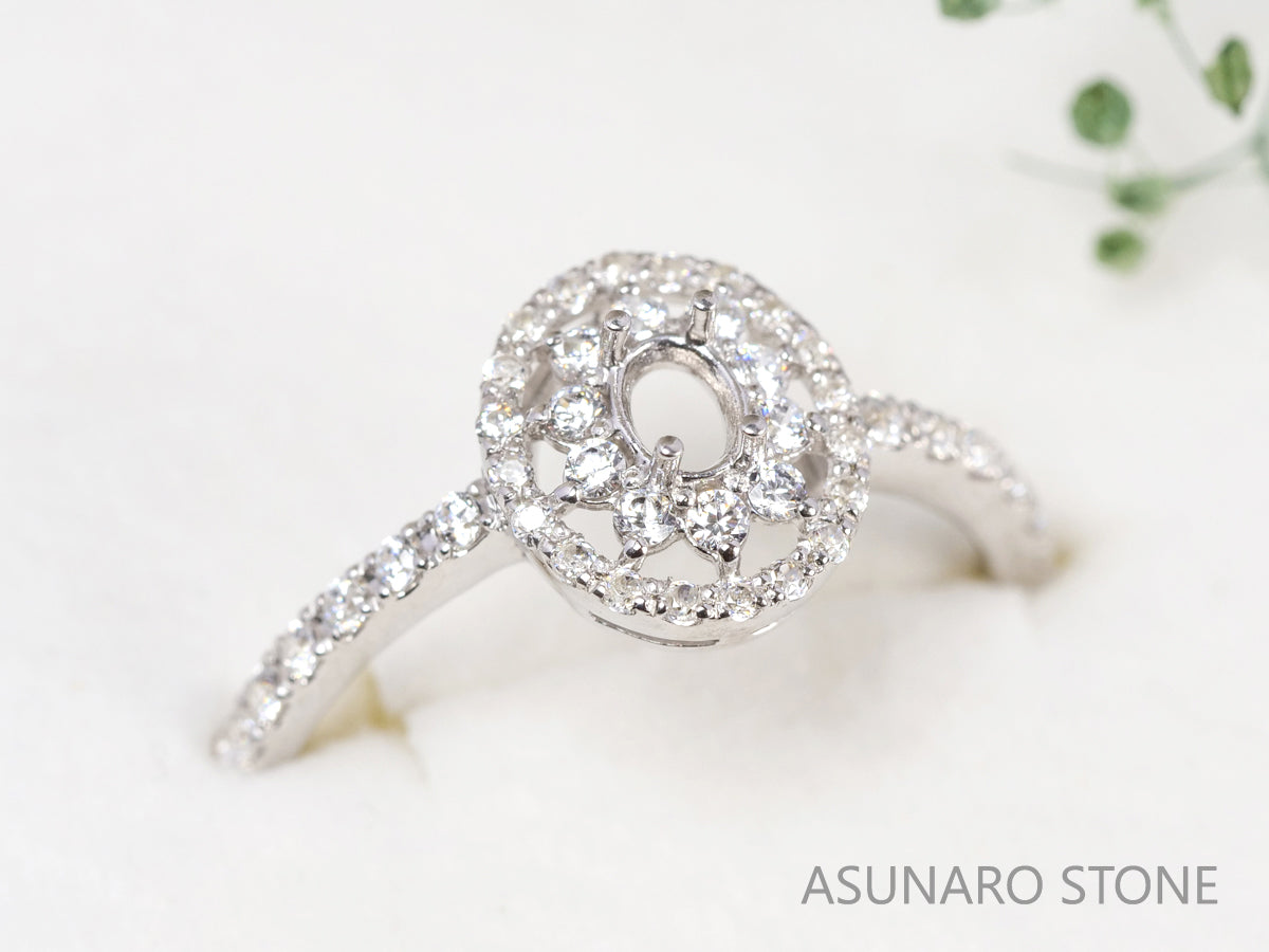 【お仕立て用】空枠番号：4811C　4×3mm用　リング枠　取り巻き【オーダージュエリー用】