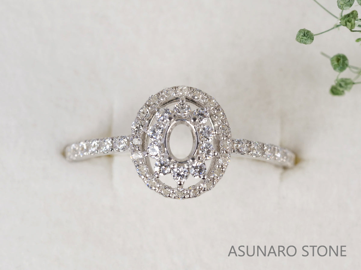 【お仕立て用】空枠番号：4811C　4×3mm用　リング枠　取り巻き【オーダージュエリー用】