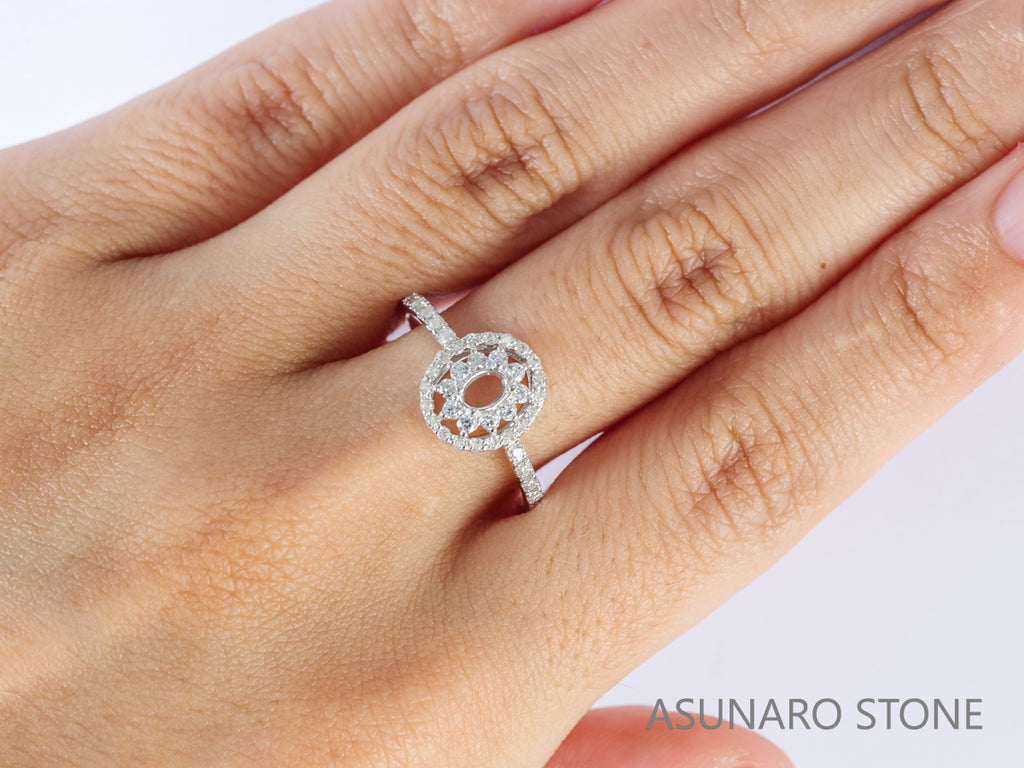 【お仕立て用】空枠番号：4811C　4×3mm用　リング枠　取り巻き【オーダージュエリー用】