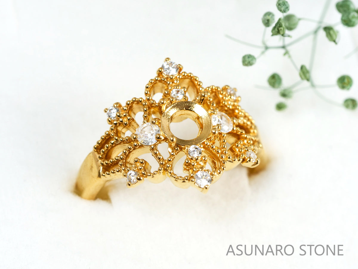 【お仕立て用】空枠番号：4443C　5mm用　リング枠　ティアラ【オーダージュエリー用】