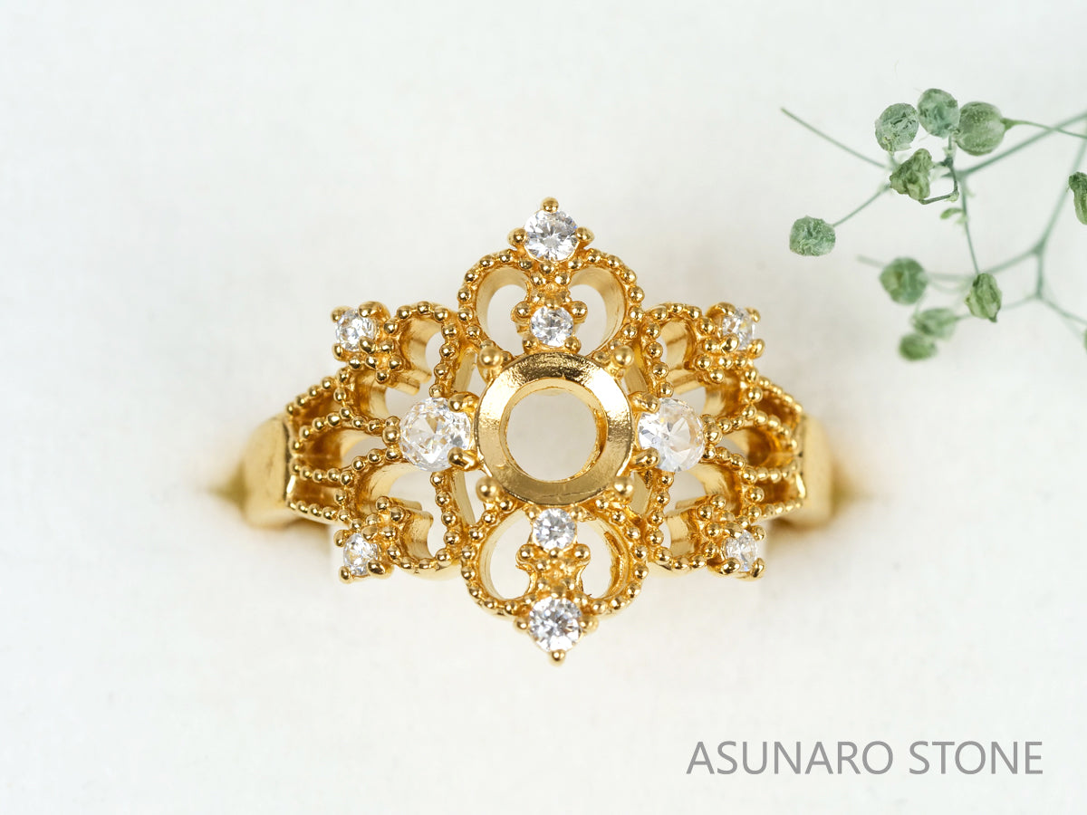 【お仕立て用】空枠番号：4443C　5mm用　リング枠　ティアラ【オーダージュエリー用】