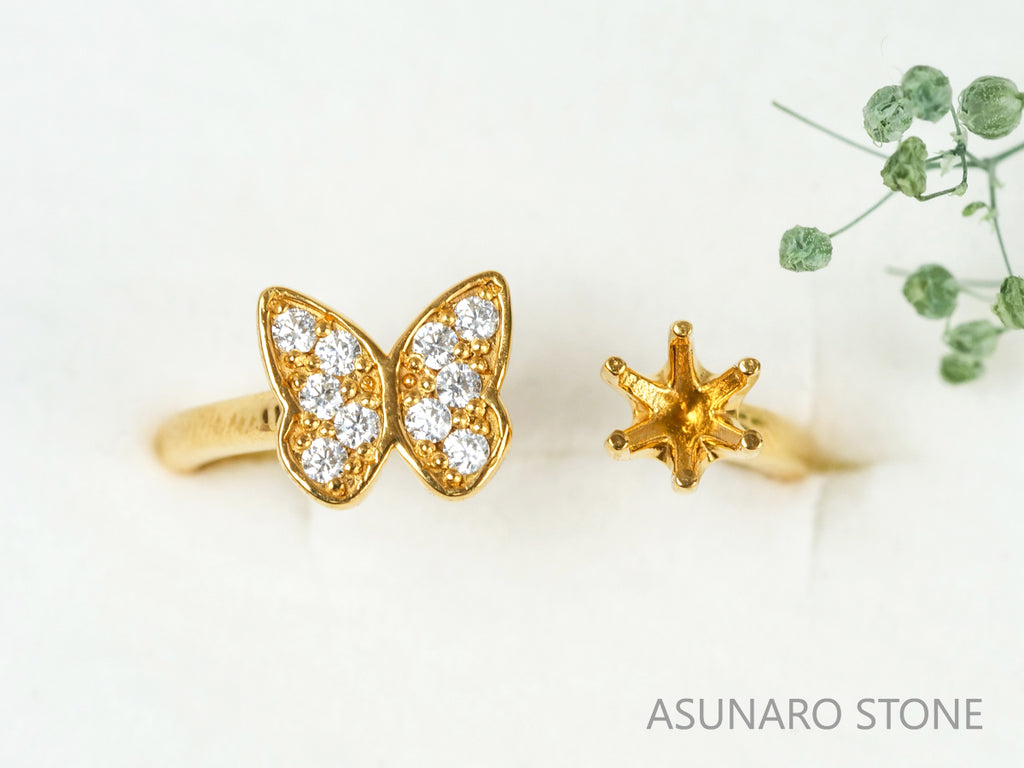 【お仕立て用】空枠番号：5181C　リング枠　フォークリング【オーダージュエリー用】