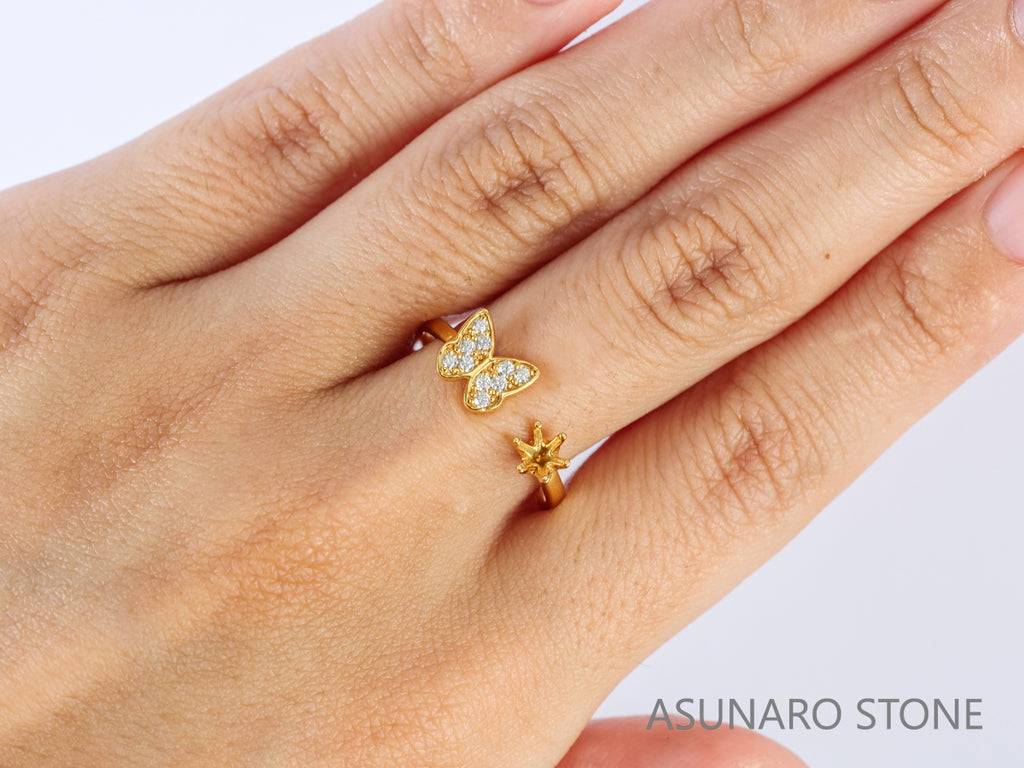 【お仕立て用】空枠番号：5181C　リング枠　フォークリング【オーダージュエリー用】