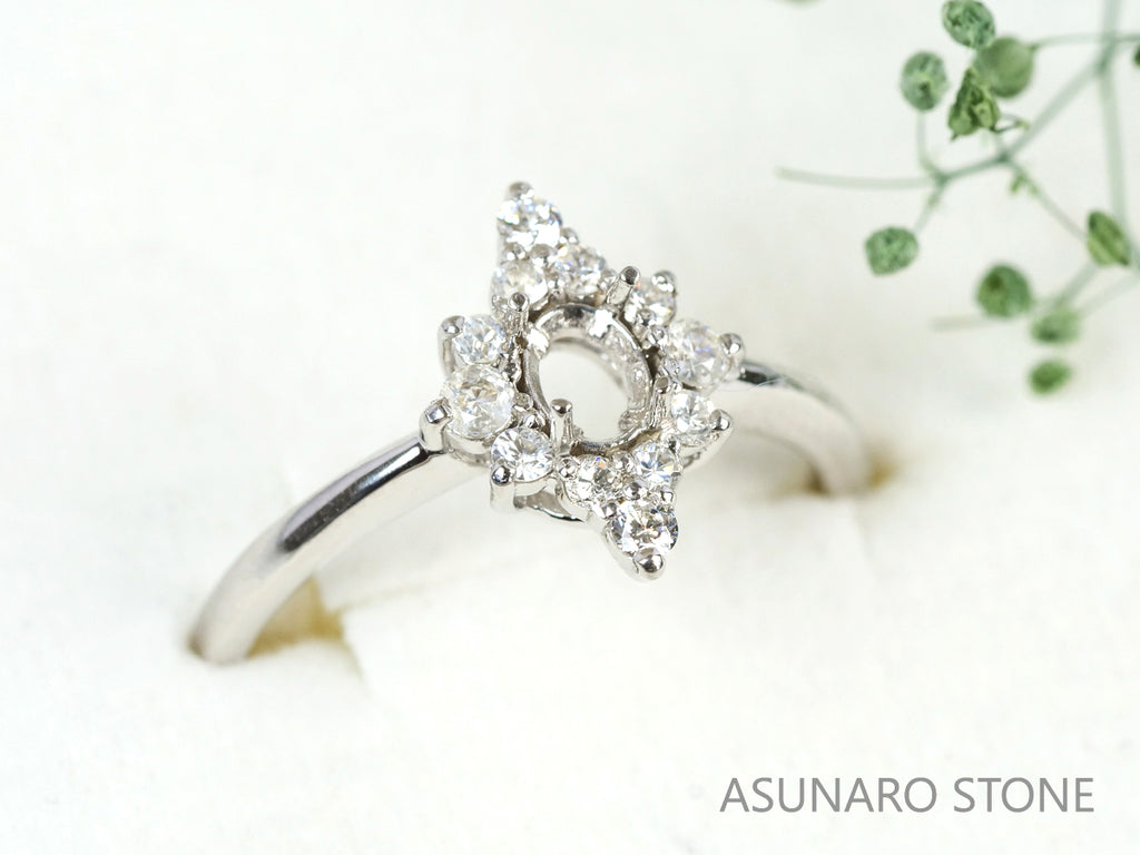 【お仕立て用】空枠番号：3073C　5×4mm用　リング枠　取り巻き【オーダージュエリー用】