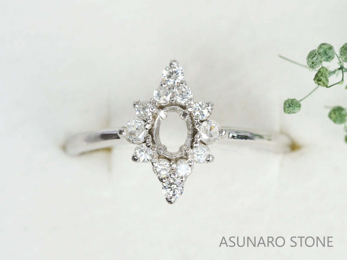 【お仕立て用】空枠番号：3073C　5×4mm用　リング枠　取り巻き【オーダージュエリー用】