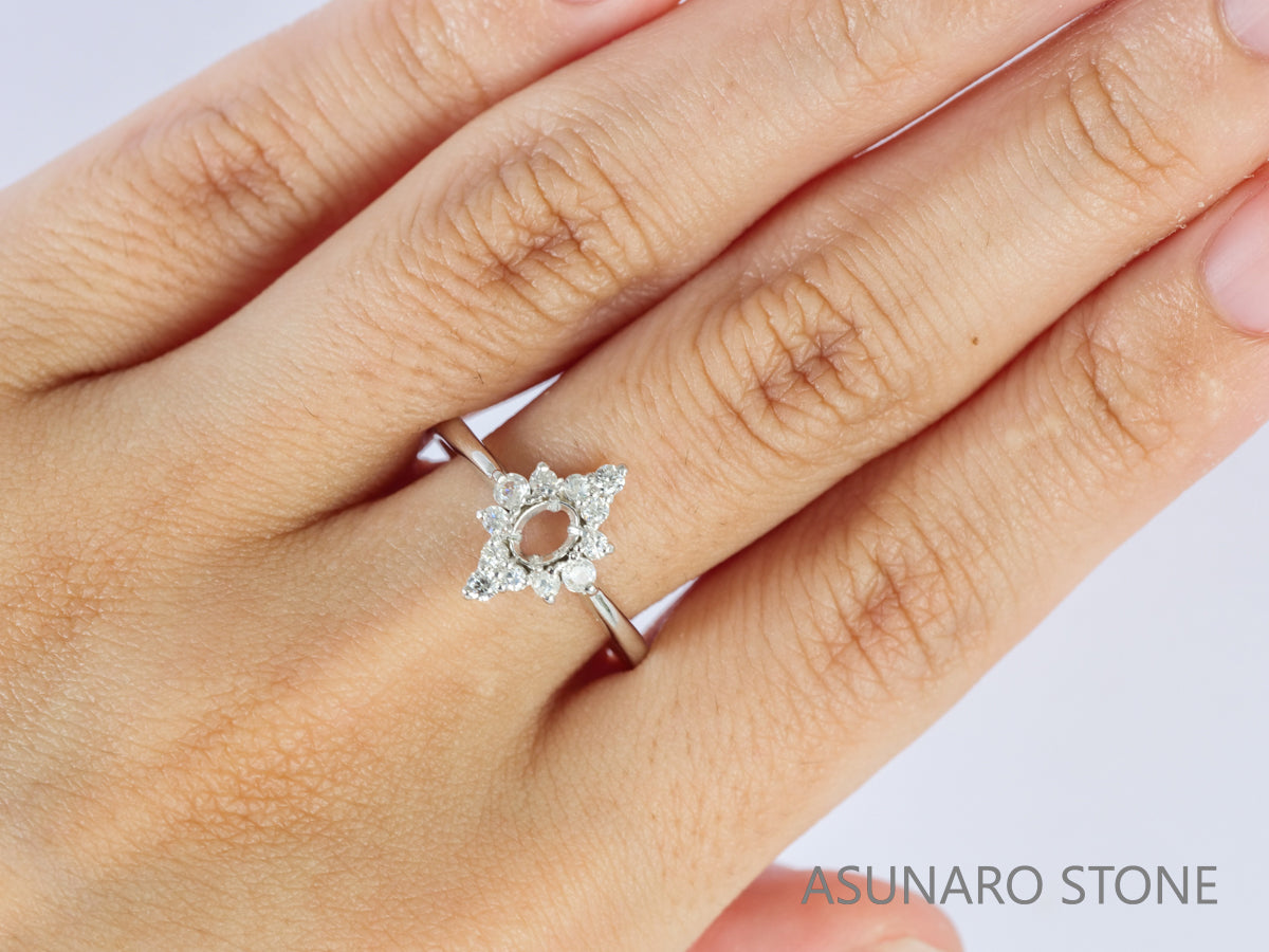 【お仕立て用】空枠番号：3073C　5×4mm用　リング枠　取り巻き【オーダージュエリー用】