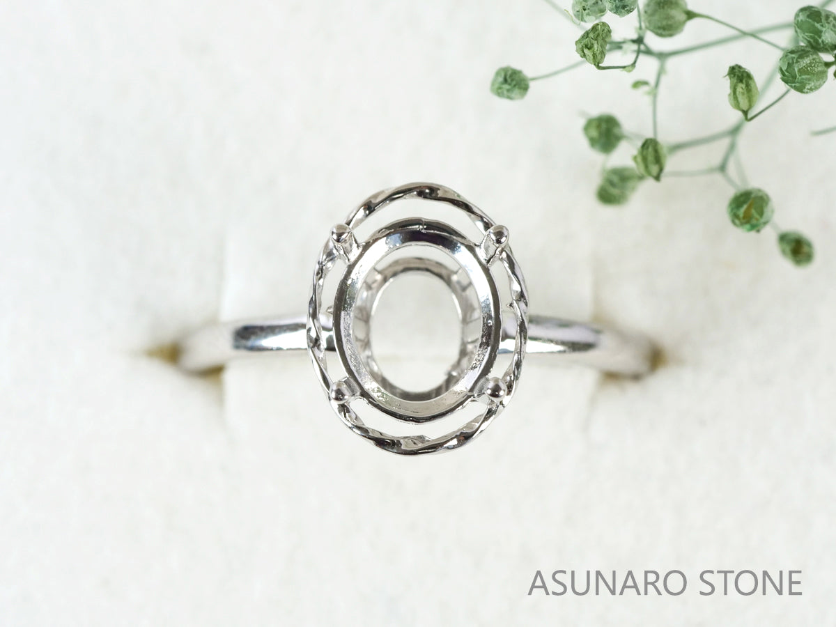 【お仕立て用】空枠番号：5107C　7×9mm用　ダイヤなし　リング枠　【オーダージュエリー用】