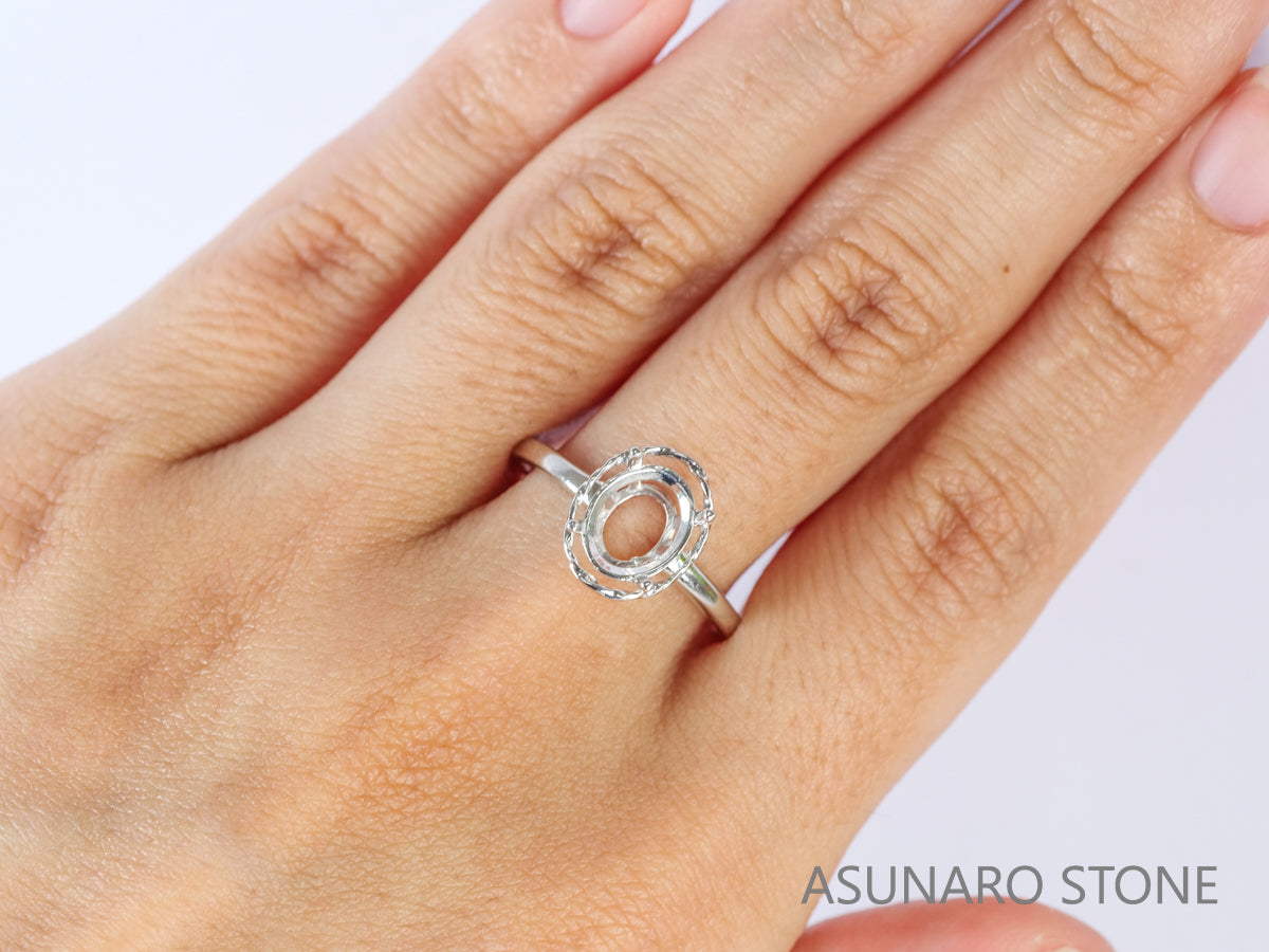 お仕立て用】空枠番号：5107C 7×9mm用 ダイヤなし リング枠 【オーダー