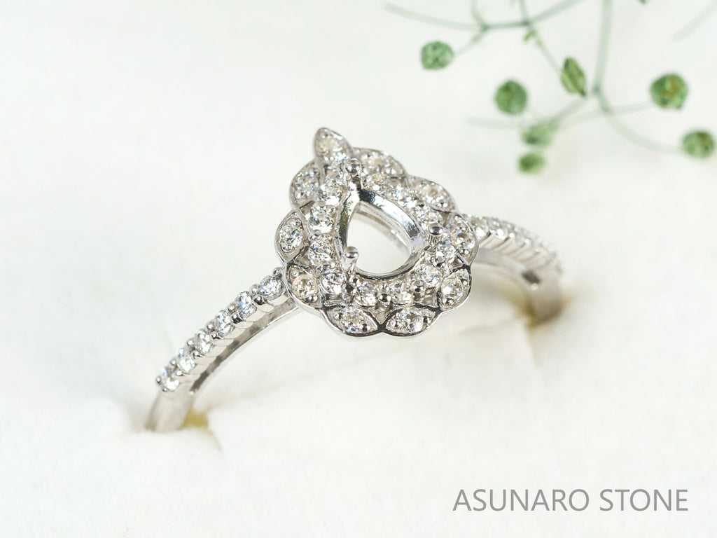 【お仕立て用】空枠番号：5292C　4×5mm用　リング枠　取り巻き【オーダージュエリー用】