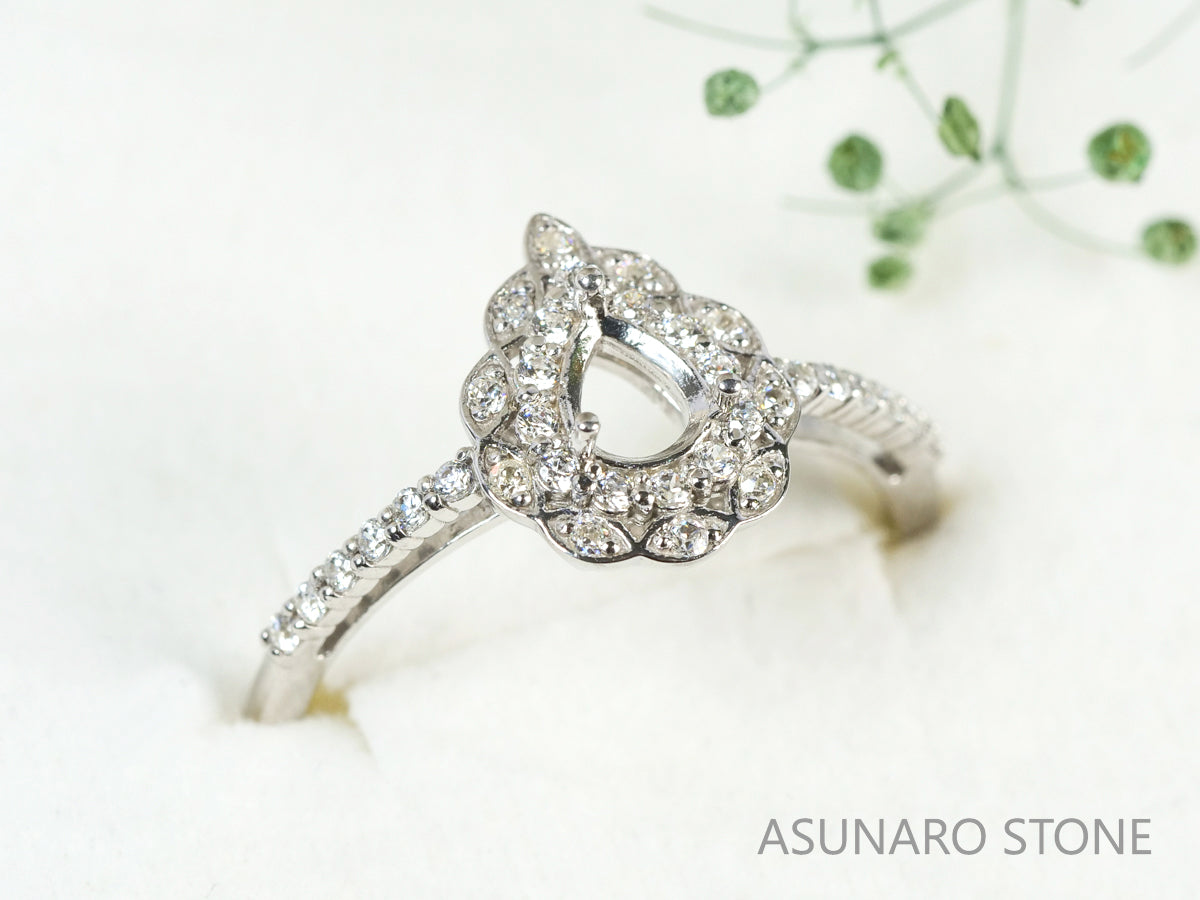 【お仕立て用】空枠番号：5292C　4×5mm用　リング枠　取り巻き【オーダージュエリー用】