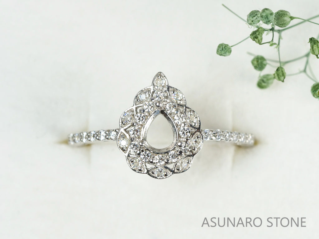 【お仕立て用】空枠番号：5292C　4×5mm用　リング枠　取り巻き【オーダージュエリー用】