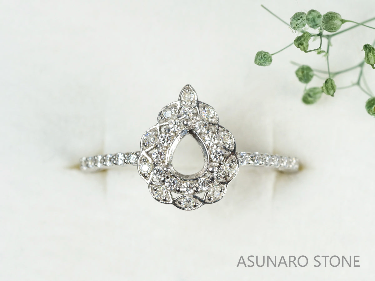 【お仕立て用】空枠番号：5292C　4×5mm用　リング枠　取り巻き【オーダージュエリー用】