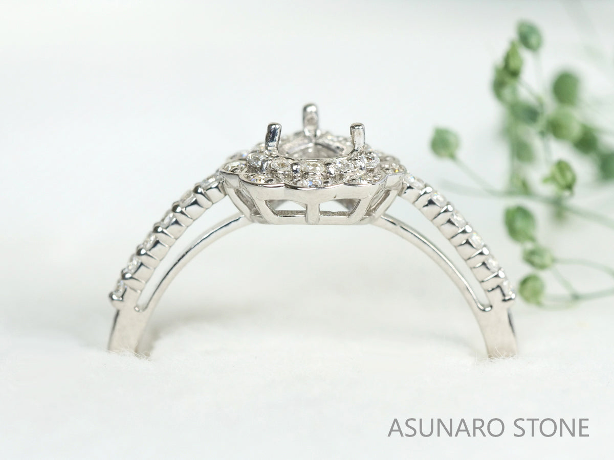 【お仕立て用】空枠番号：5292C　4×5mm用　リング枠　取り巻き【オーダージュエリー用】