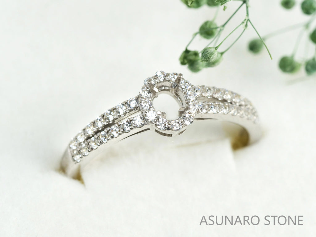 【お仕立て用】空枠番号：2402C　4×3mm用　リング枠　取り巻き【オーダージュエリー用】