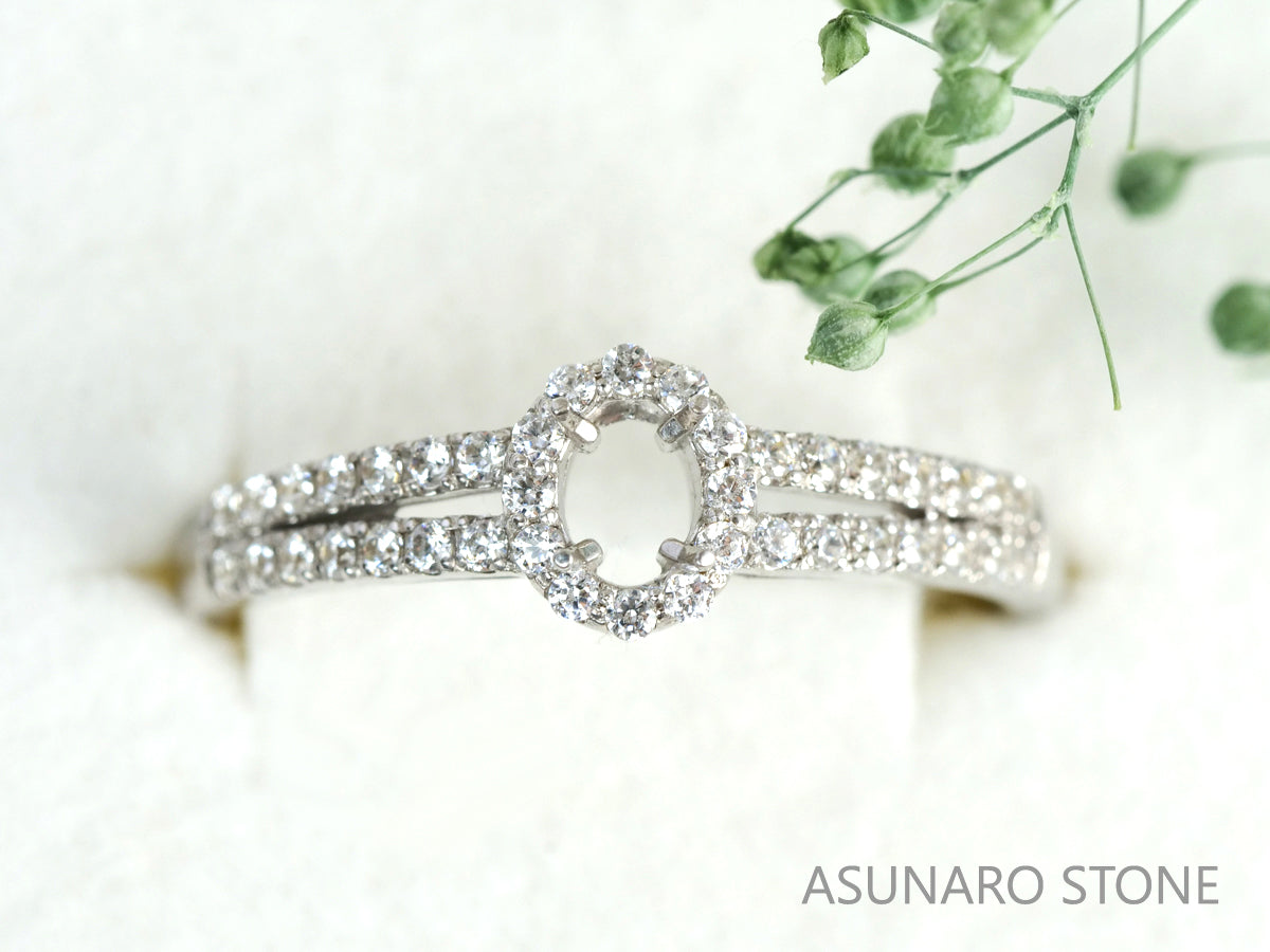 【お仕立て用】空枠番号：2402C　4×3mm用　リング枠　取り巻き【オーダージュエリー用】