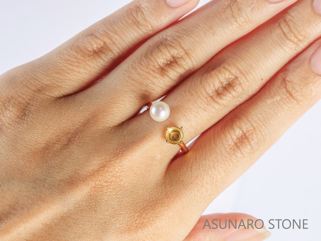 【お仕立て用】空枠番号：5419C　リング枠　アコヤ真珠付フォークリング【オーダージュエリー用】hpv