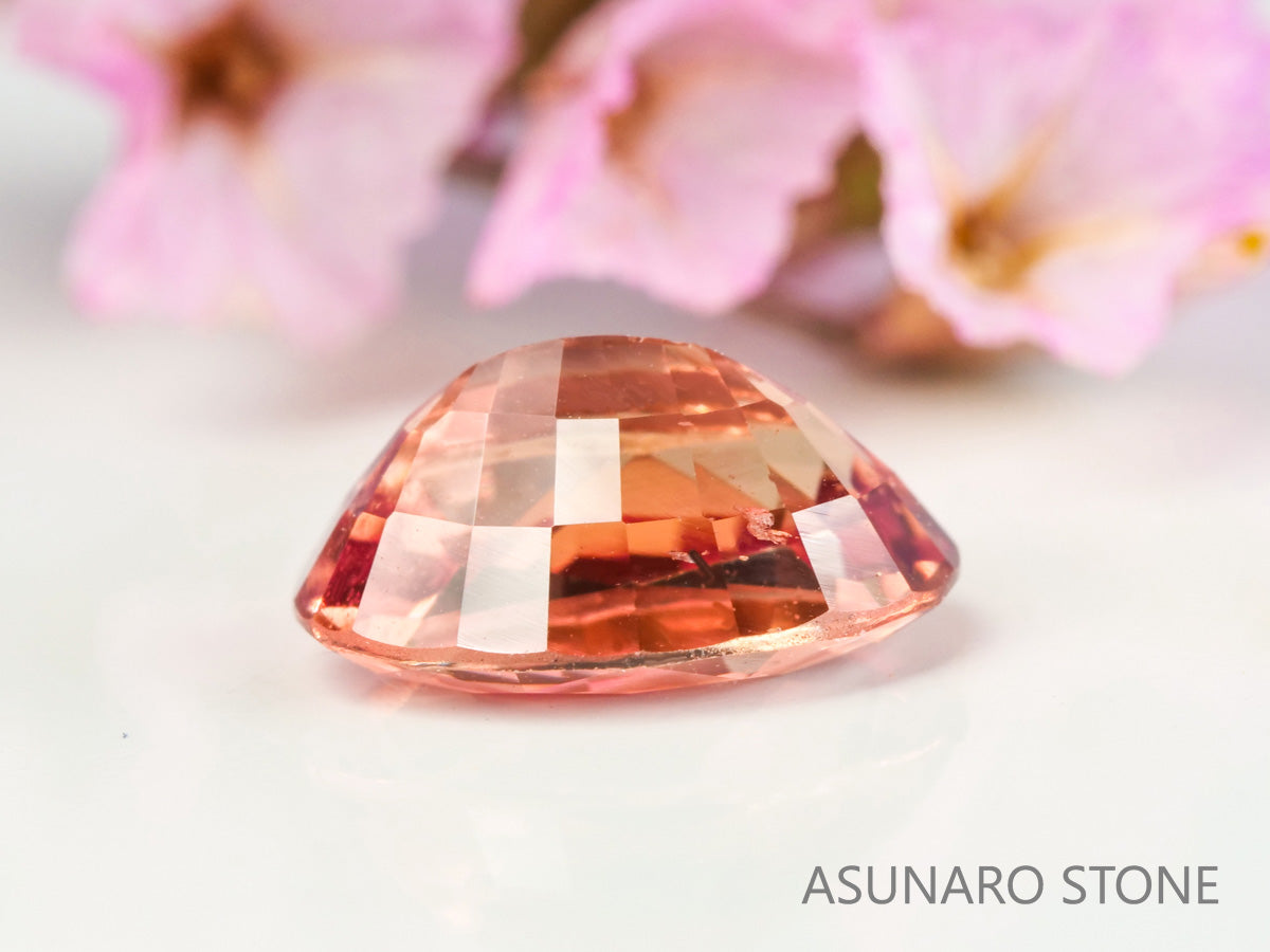 非加熱パパラチアサファイア オーバルカット スリランカ産 0.823ct 日