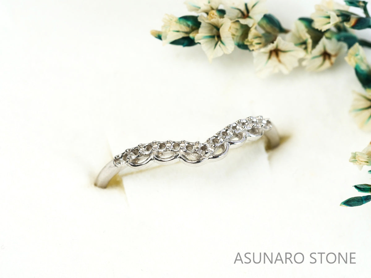 【お仕立て用】空枠番号：5172C　1.2mm用　リング枠　ハーフエタニティ【オーダージュエリー用】hpv