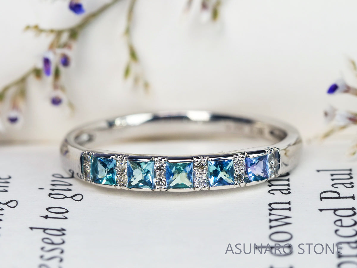 【お仕立て用】空枠番号：3014C　プリンセスカット2mm用　リング枠　ハーフエタニティ【オーダージュエリー用】hpv