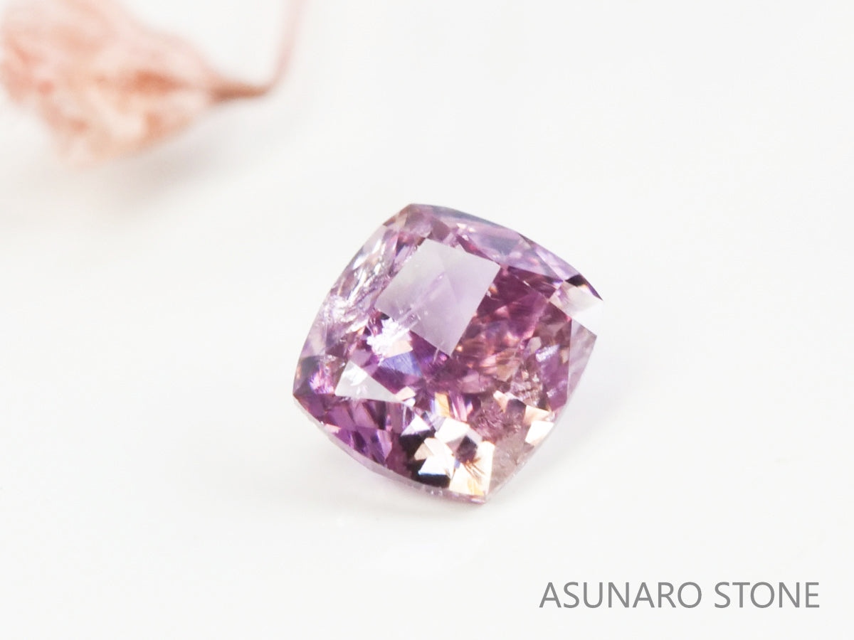 ピンクダイヤモンド　Fancy Intense Purple Pink　I1 　クッションカット　0.070ct　【231115-1917】