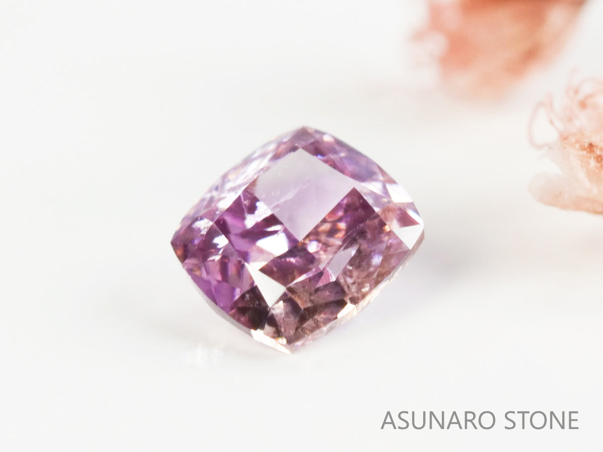 ピンクダイヤモンド　Fancy Intense Purple Pink　I1 　クッションカット　0.070ct　【231115-1917】