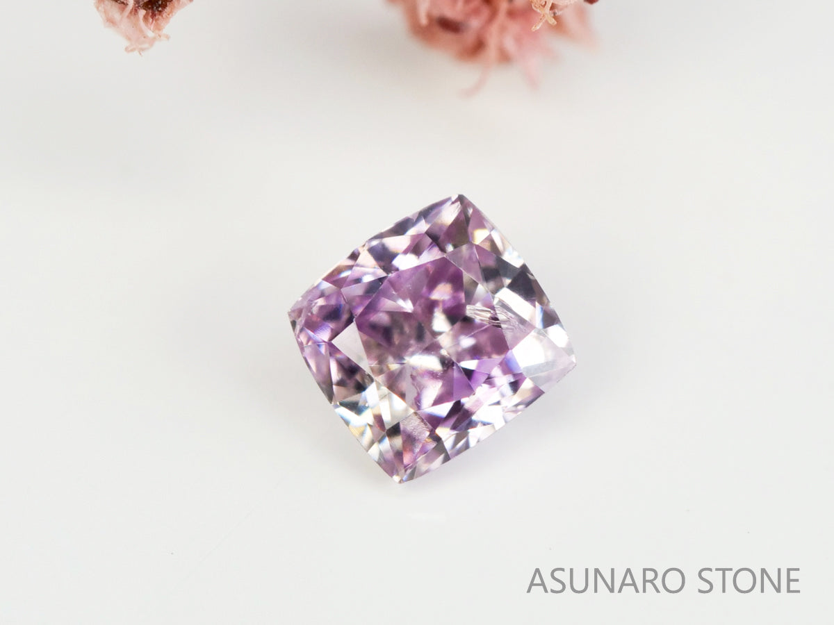 ピンクダイヤモンド　Fancy Purple Pink　I1　クッションカット　0.080ct　【231115-1891】