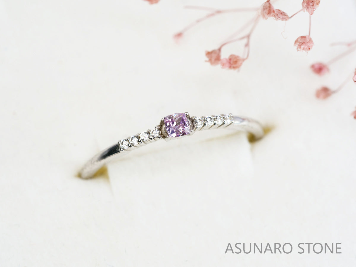 ピンクダイヤモンド　Fancy Purple Pink　I1　クッションカット　0.080ct　【231115-1891】