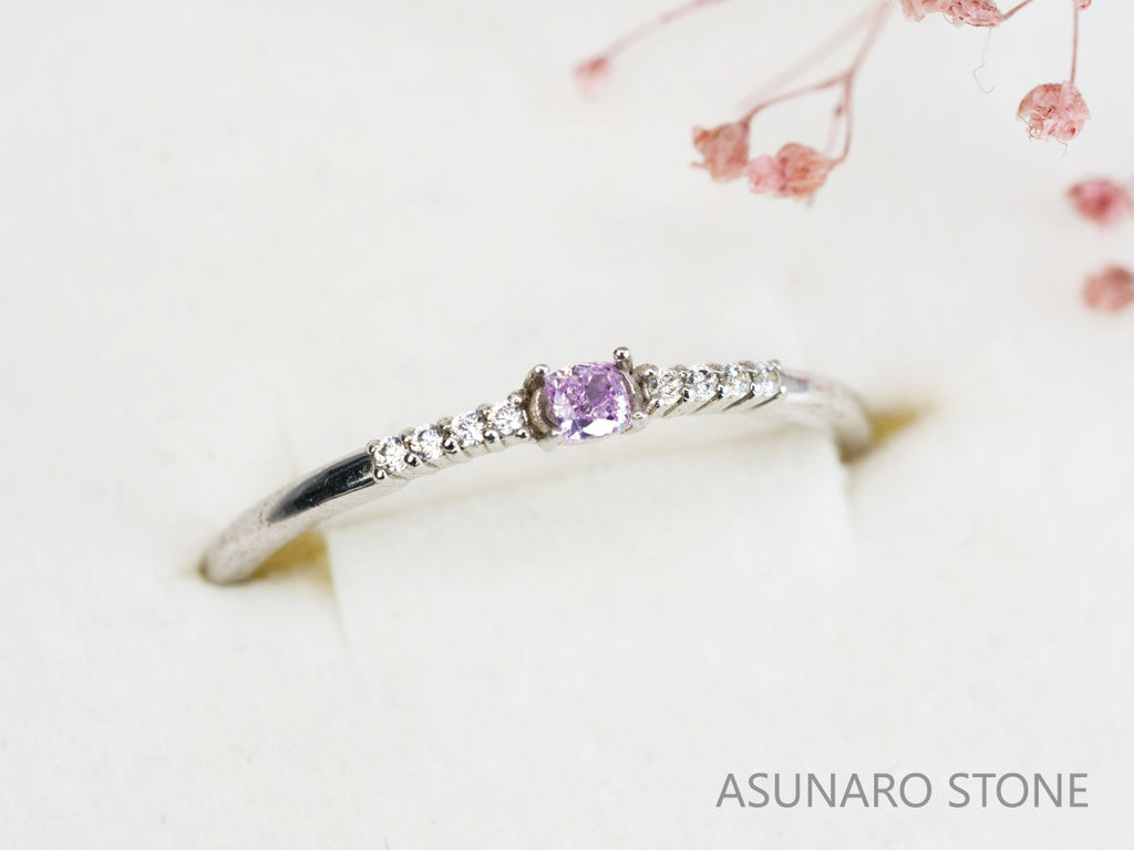 ピンクダイヤモンド　Fancy Purple Pink　I1　クッションカット　0.053ct　【231115-1890】