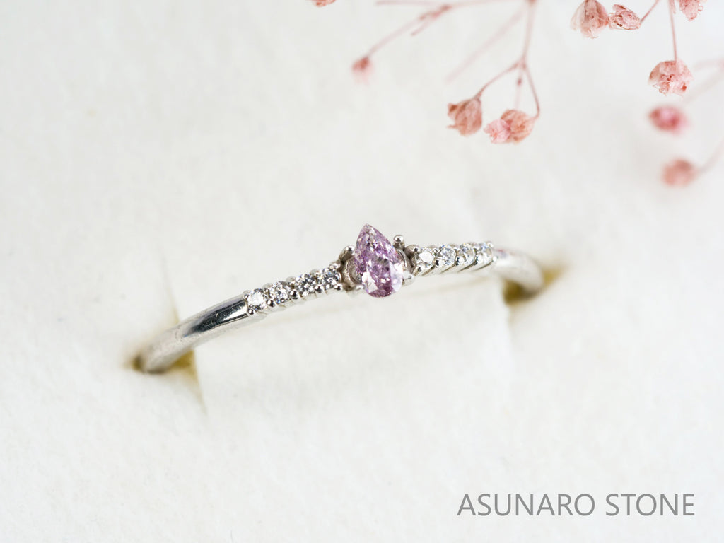 ピンクダイヤモンド　Fancy Purple Pink　I1　ペアシェイプ　0.075ct　【231115-1893】