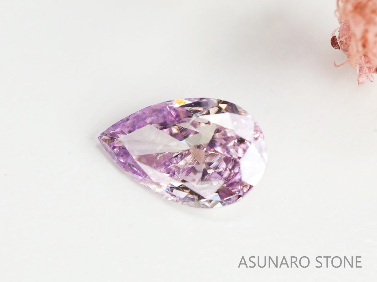 ピンクダイヤモンド　Fancy Purple Pink　I1　ペアシェイプ　0.105ct　【231115-1896】