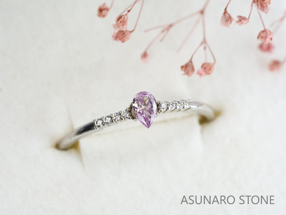 ピンクダイヤモンド　Fancy Purple Pink　I1　ペアシェイプ　0.105ct　【231115-1896】