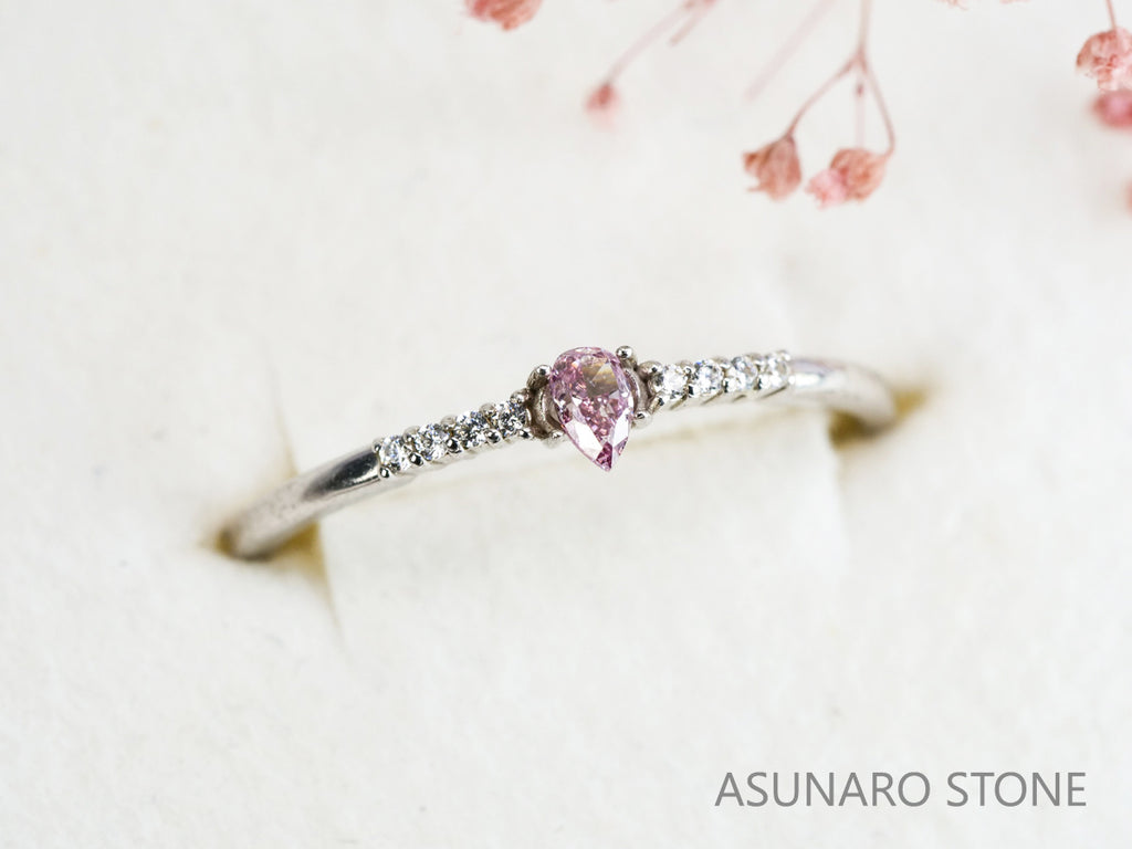 ピンクダイヤモンド　Fancy Purple Pink　I1　ペアシェイプ　0.093ct　【231115-1898】