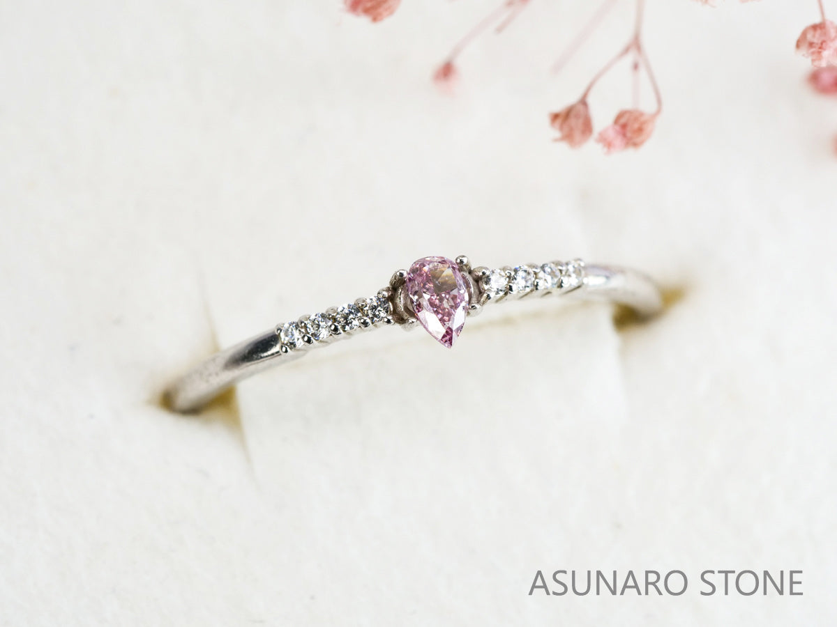 ピンクダイヤモンド　Fancy Purple Pink　I1　ペアシェイプ　0.093ct　【231115-1898】
