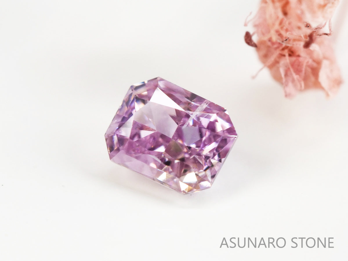 ピンクダイヤモンド　Fancy Purple Pink　I1　ラディアントカット　0.059ct　【231115-1899】