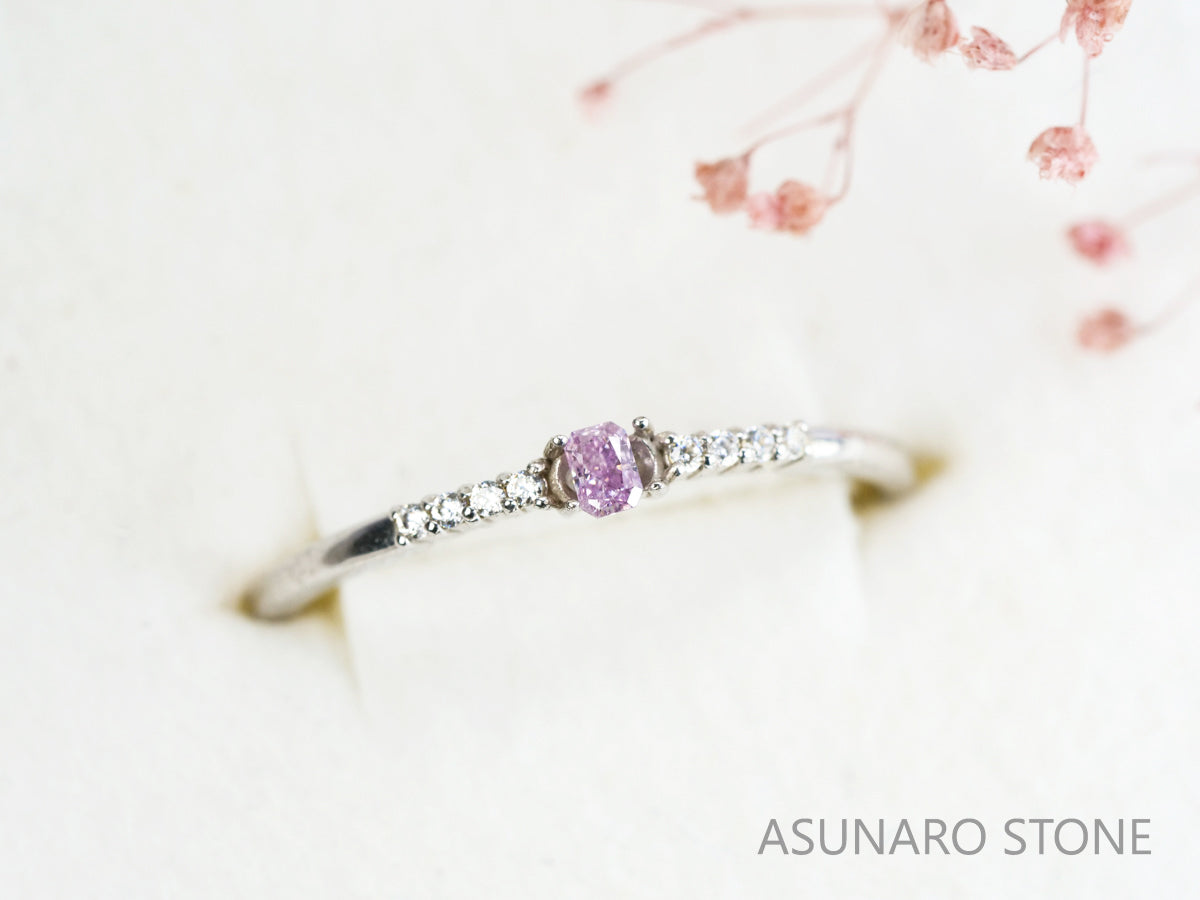 ピンクダイヤモンド　Fancy Purple Pink　I1　ラディアントカット　0.057ct【231115-1900】