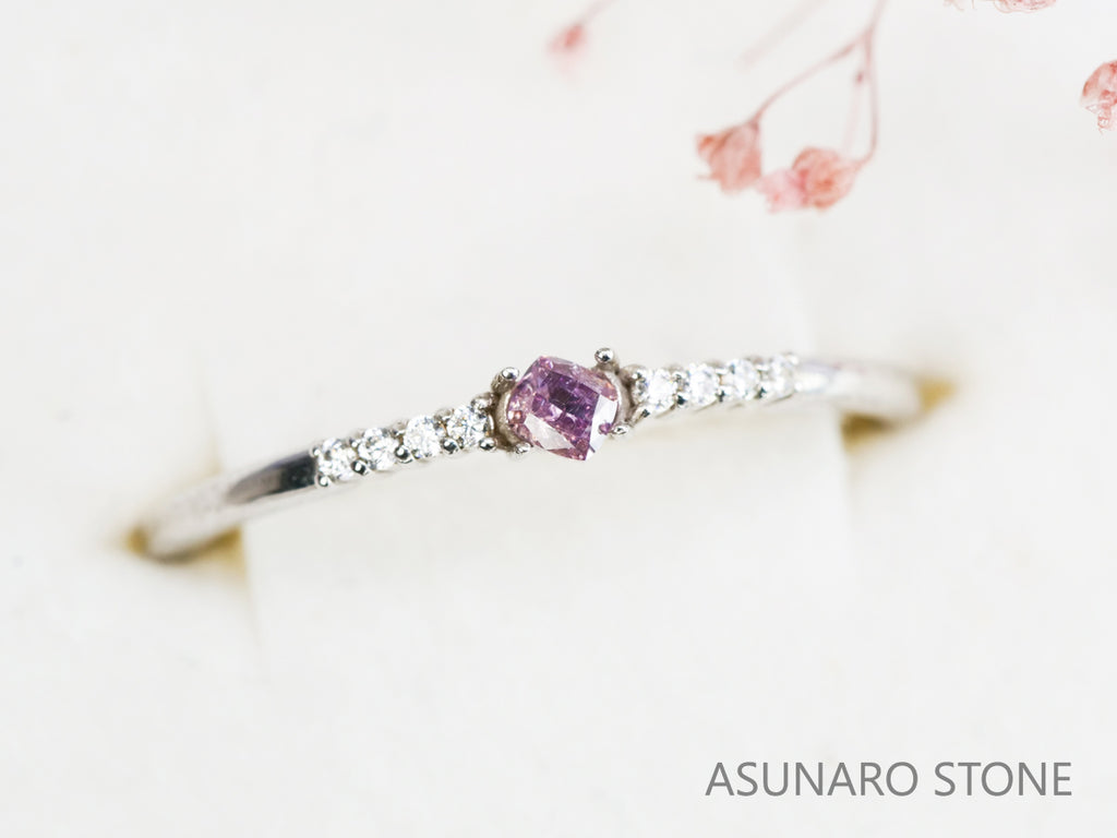 ピンクダイヤモンド　Fancy Intense Purple Pink　I1 　クッションカット　0.070ct　【231115-1917】