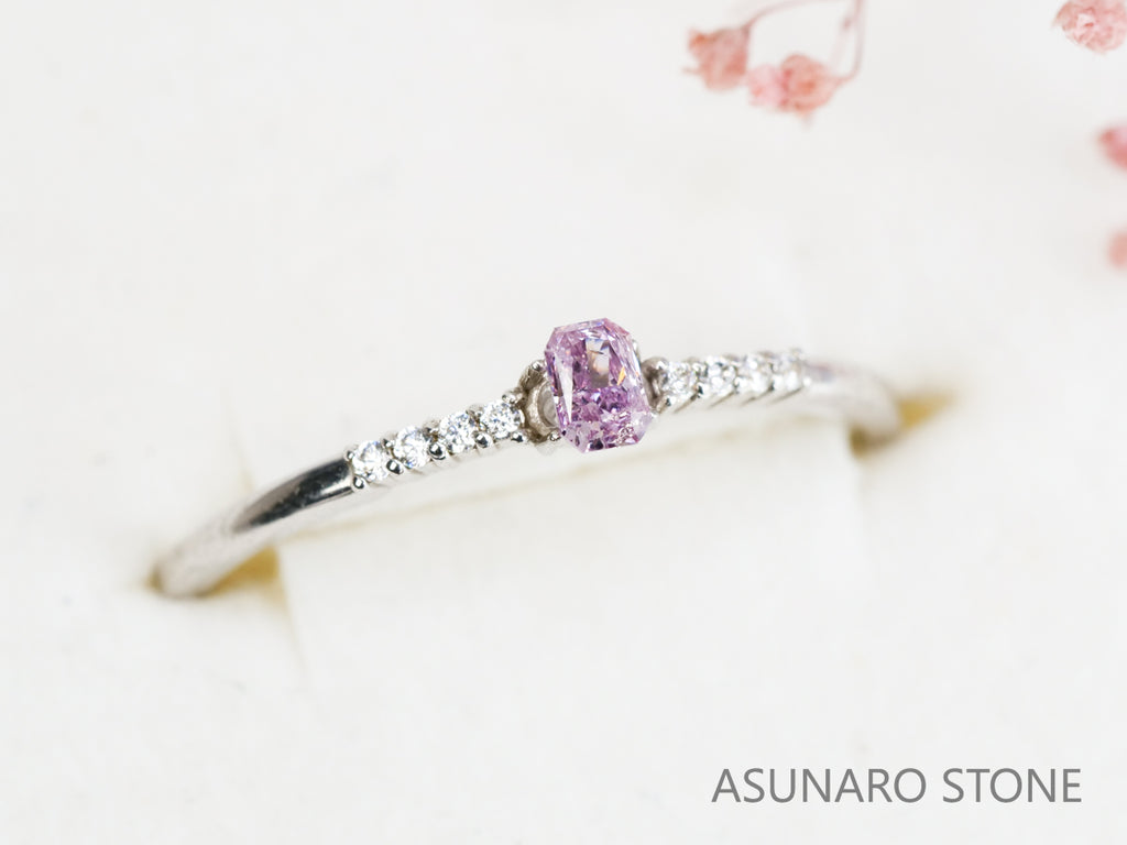 ピンクダイヤモンド　Fancy Intense Purple Pink　I1 　ラディアントカット　0.129ct　【231115-1920】