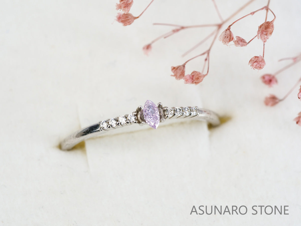 ピンクダイヤモンド　Fancy Light Purple Pink　SI2　マーキスカット　0.058ct　【231115-1906】