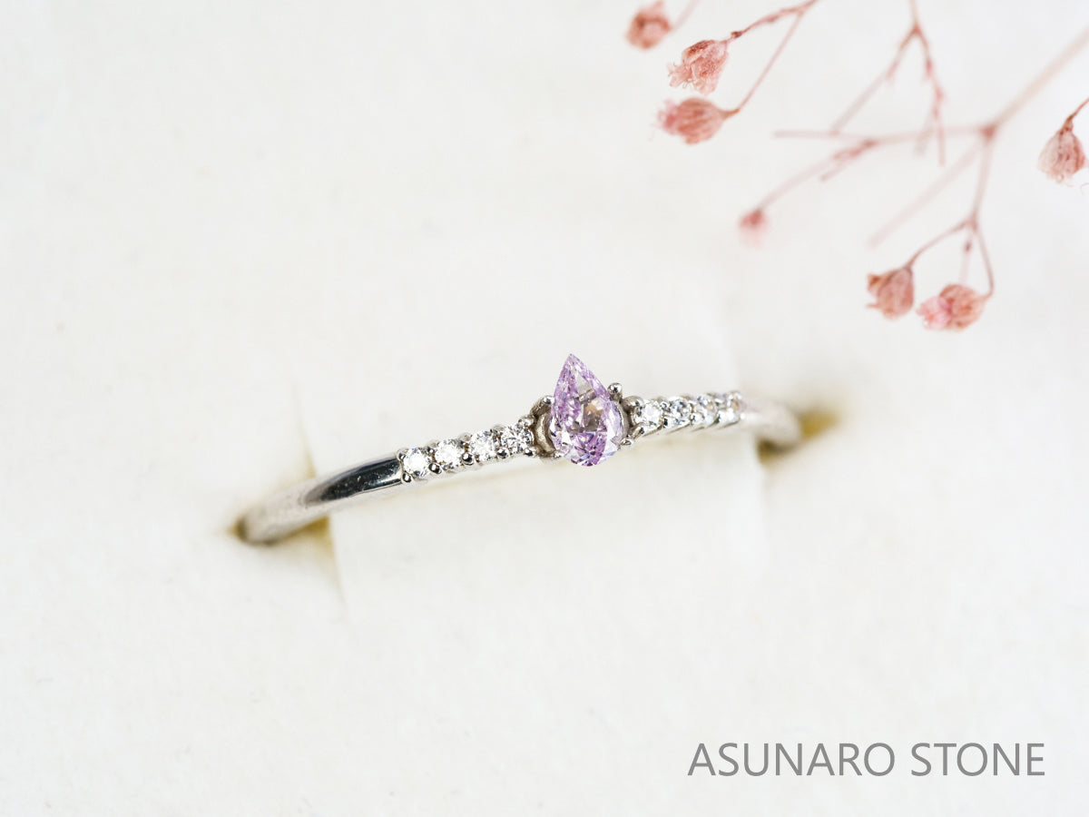 ピンクダイヤモンド　Fancy Light Purple Pink　SI2　ペアシェイプ　0.063ct　【231115-1905】