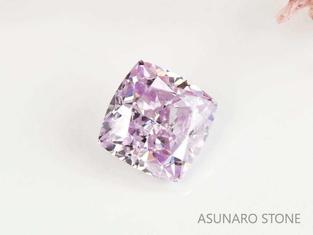 ピンクダイヤモンド　Fancy Light Purple Pink　I1　クッションカット　0.074ct　【231115-1907】