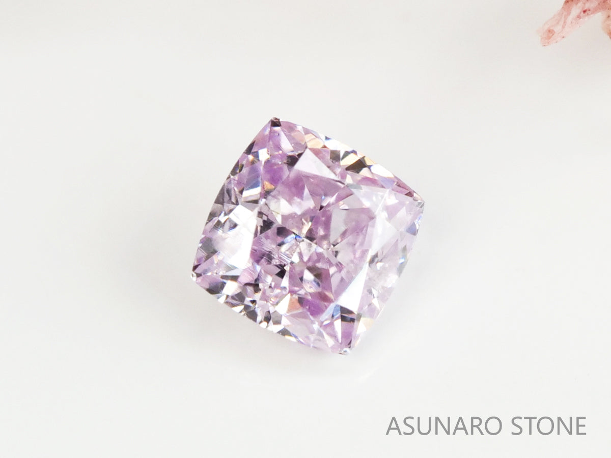 ピンクダイヤモンド　Fancy Light Purple Pink　I1　クッションカット　0.074ct　【231115-1907】