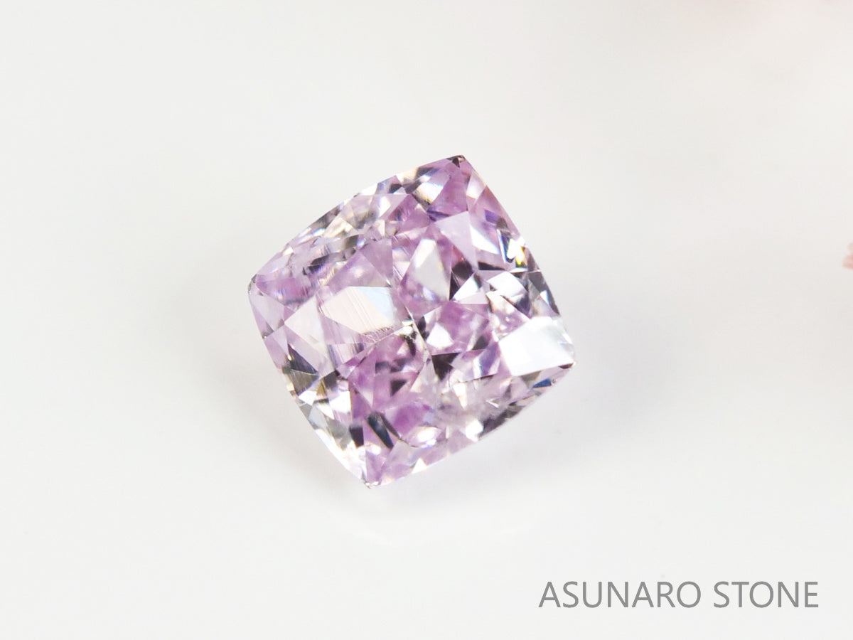 ピンクダイヤモンド　Fancy Light Purple Pink　I1　クッションカット　0.074ct　【231115-1907】