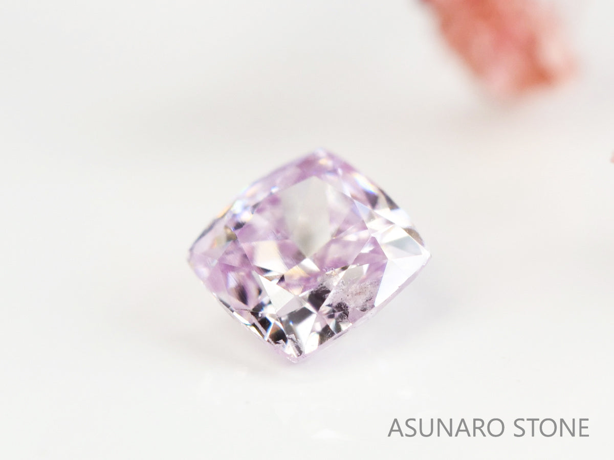 ピンクダイヤモンド　Fancy Light Purple Pink　I1　クッションカット　0.074ct　【231115-1907】