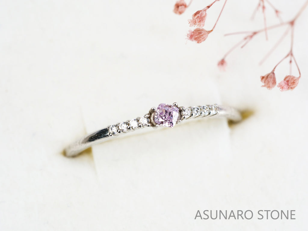 ピンクダイヤモンド　Fancy Light Purple Pink　I1　クッションカット　0.074ct　【231115-1907】