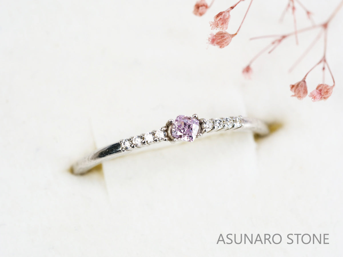 ピンクダイヤモンド　Fancy Light Purple Pink　I1　クッションカット　0.074ct　【231115-1907】