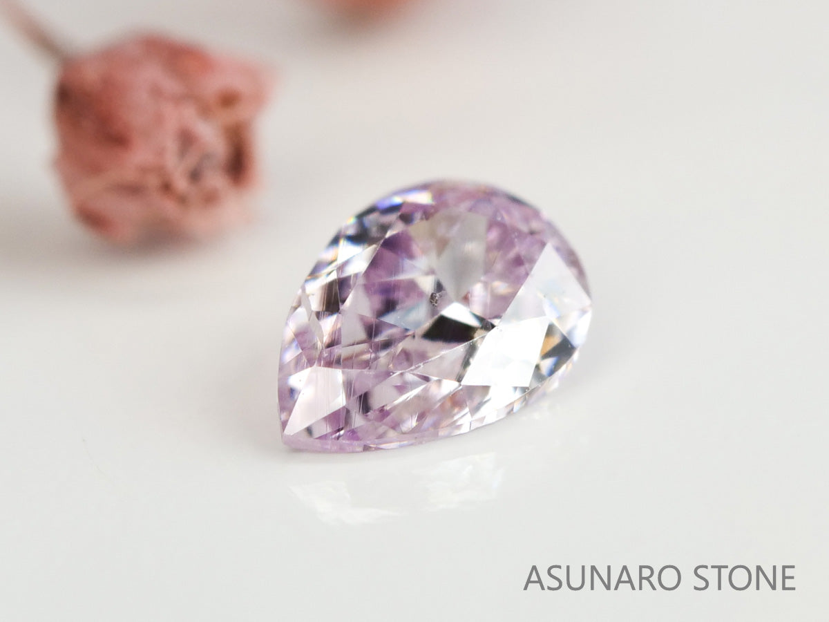 ピンクダイヤモンド　Fancy Light Purple Pink　SI2　ペアシェイプ　0.055ct　【231115-1908】