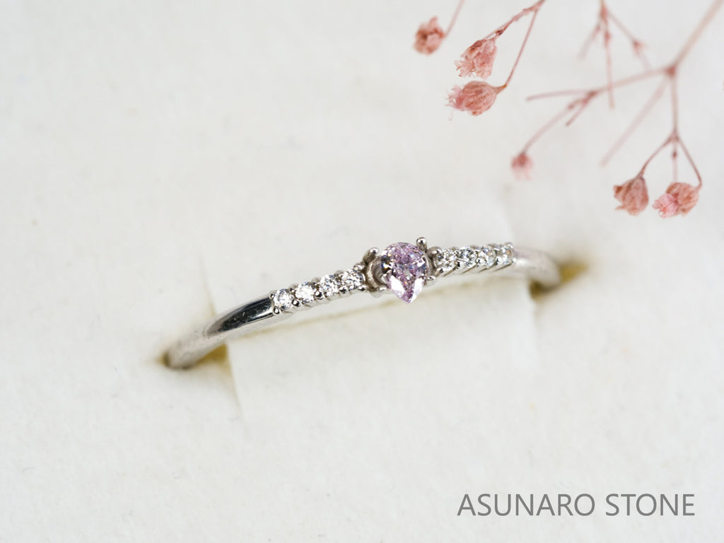 ピンクダイヤモンド　Fancy Light Purple Pink　SI2　ペアシェイプ　0.055ct　【231115-1908】