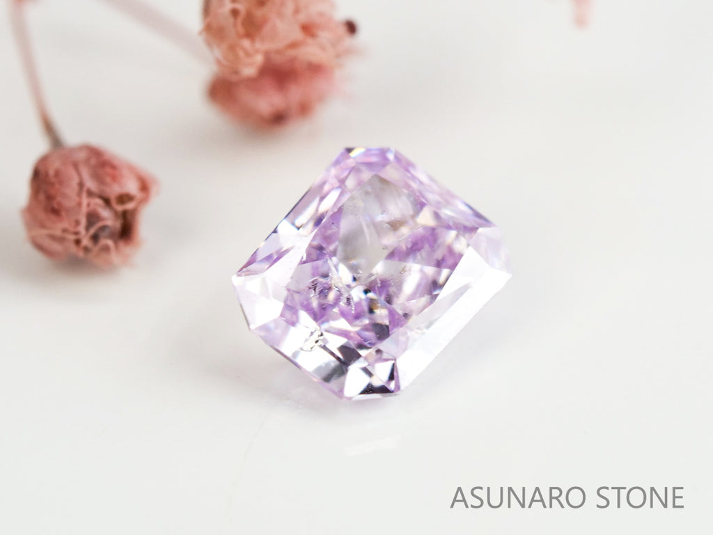 ピンクダイヤモンド　Fancy Light Purple Pink　I1　ラディアントカット　0.177ct　【231115-1909】