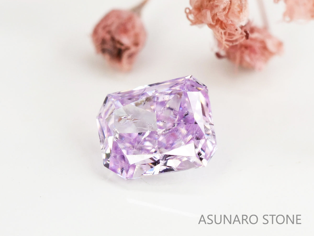 ピンクダイヤモンド　Fancy Light Purple Pink　I1　ラディアントカット　0.177ct　【231115-1909】