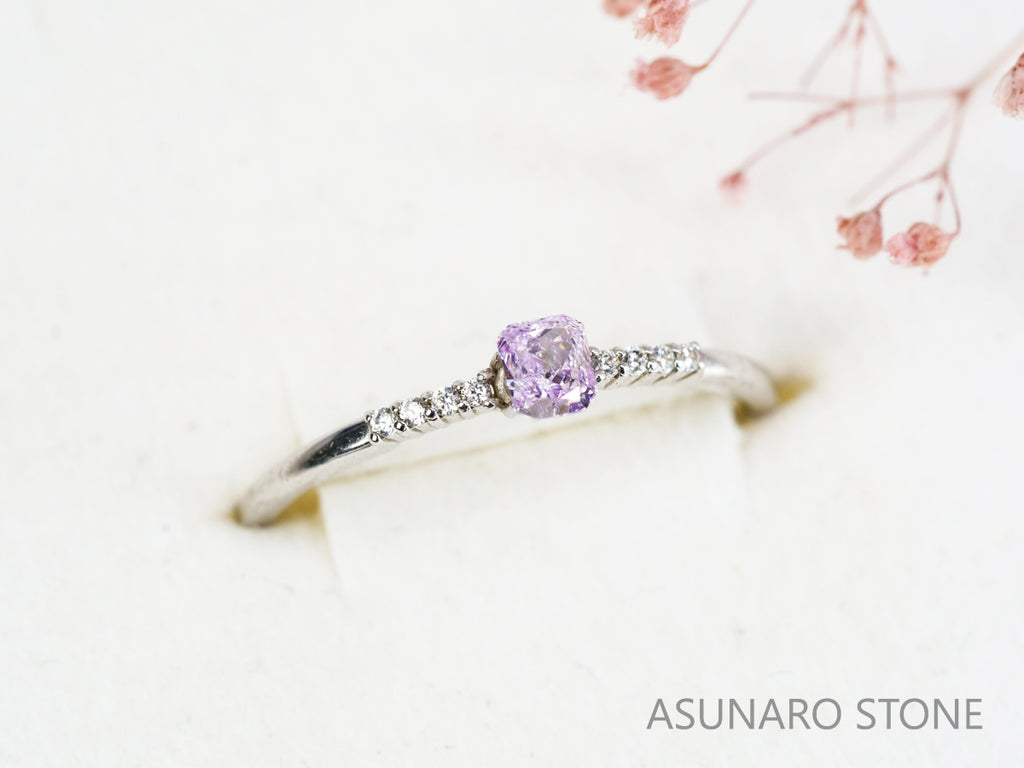 ピンクダイヤモンド　Fancy Light Purple Pink　I1　ラディアントカット　0.177ct　【231115-1909】